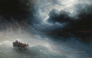 風景 Painting - イワン・アイヴァゾフスキー 海の怒り 1886 海景